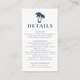 Palm Tree Beach Nautical Navy Details Enclosure  Informatiekaartje