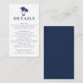 Palm Tree Beach Nautical Navy Enclosure  Informatiekaartje (Voorkant / Achterkant)