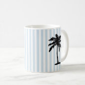 Palm Tree Beach Nautical Stripe Koffiemok (Voorkant rechts)