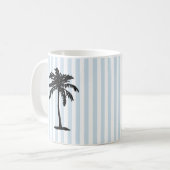 Palm Tree Beach Nautical Stripe Koffiemok (Voorkant links)