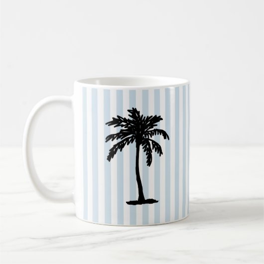Palm Tree Beach Nautical Stripe Koffiemok (Links)