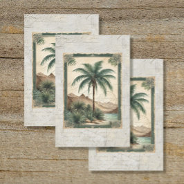Palm Tree Beach Ocean Ephemera Decoupage Tissuepapier