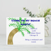 Palm Tree Beach Party-uitnodiging Kaart (Staand voorkant)
