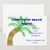 Palm Tree Beach Party-uitnodiging Kaart (Voorkant / Achterkant)