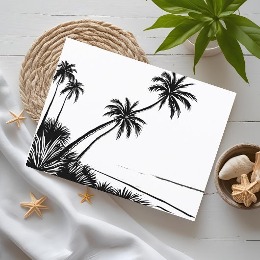 Palm Tree Beach Pen Tekening Briefkaart