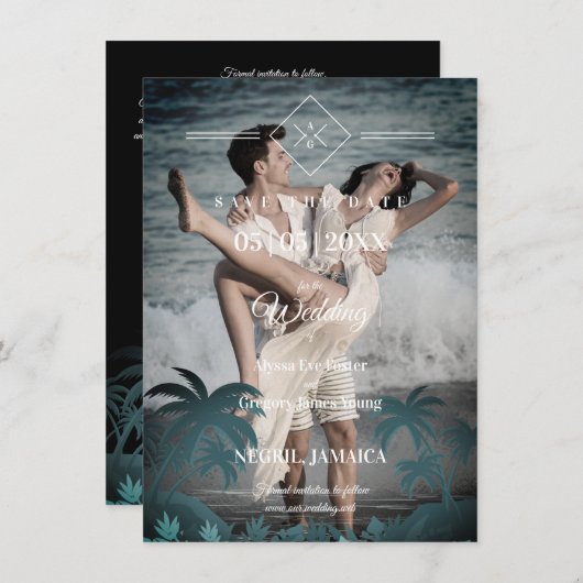 Palm Tree Beach Personalized Photo Engagement (Voorkant / Achterkant)