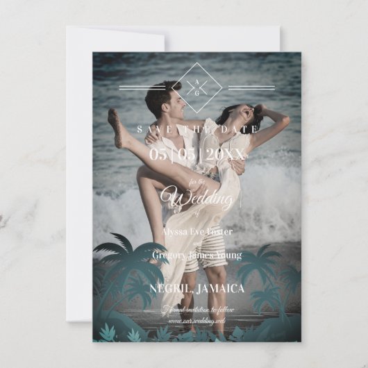 Palm Tree Beach Personalized Photo Engagement (Voorkant)