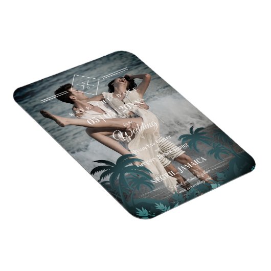 Palm Tree Beach Personalized Photo Verloving Magneet (Rechterzijde)