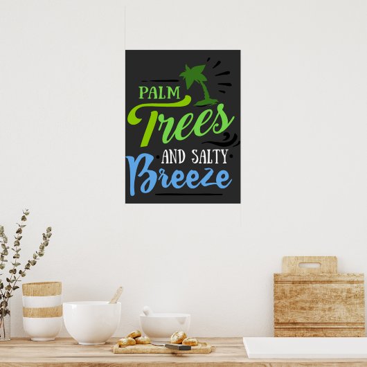  Palm Tree Beach Poster (Keuken)