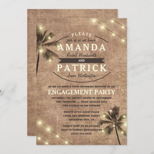 Palm Tree Beach repetitie diner uitnodigingen (Voorkant / Achterkant)