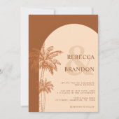 Palm Tree Beach Terracotta QR Code Weddenschap Kaart (Voorkant)