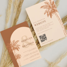 Palm Tree Beach Terracotta QR Code Weddenschap