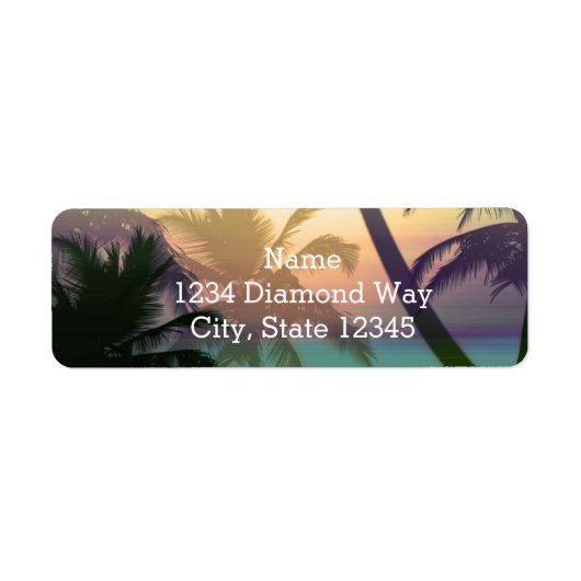 Palm Tree Beach Tropical Heat Summer Address Label (Voorkant)