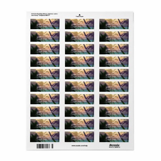 Palm Tree Beach Tropical Heat Summer Address Label (Full Sheet)