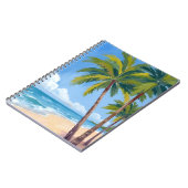 Palm Tree Beach | Tropical Watercolor Blue Painted Notitieboek (Linkerzijde)