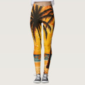 Palm Tree Beach Tropisch Leggings (Voorkant)