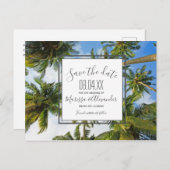 Palm Tree Beach Tropische bruiloft Save the Dates Aankondigingskaart (Voorkant / Achterkant)