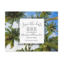 Palm Tree Beach Tropische bruiloft Save the Dates
