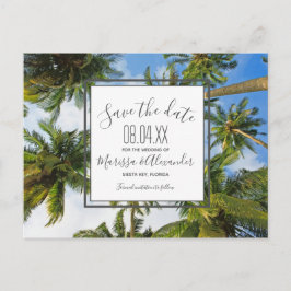 Palm Tree Beach Tropische bruiloft Save the Dates Aankondigingskaart
