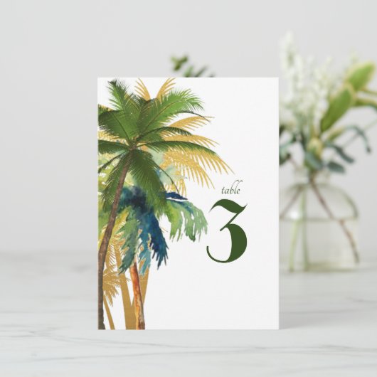 Palm Tree Beach Trouwtafel Nummer (Staand voorkant)