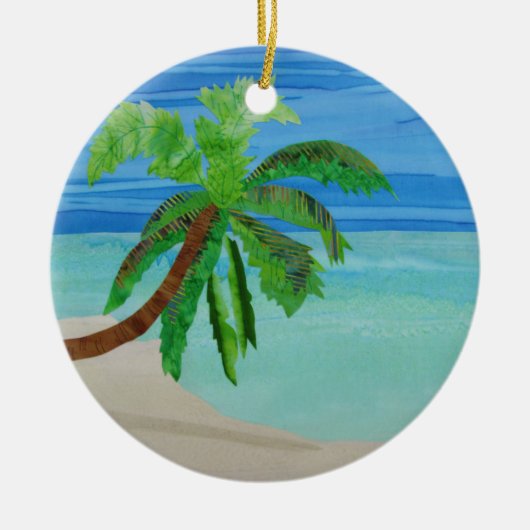 Palm Tree Beach Turquoise Ocean Coastal Ornament (Voorkant)