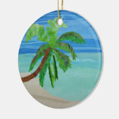 Palm Tree Beach Turquoise Ocean Coastal Ornament (Links)