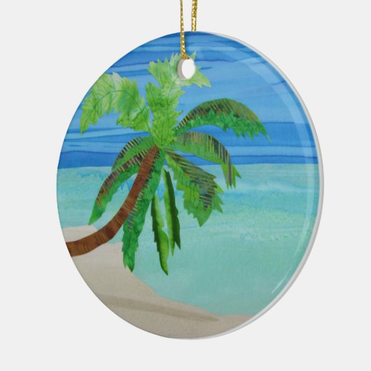 Palm Tree Beach Turquoise Ocean Coastal Ornament (Links)
