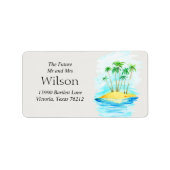 Palm Tree Beach uitnodiging voor bruiloft retourad Etiket (Voorkant)