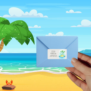 Palm Tree Beach uitnodiging voor bruiloft retourad Etiket