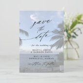 Palm Tree Beach Weddenfoto Save The Date (Staand voorkant)