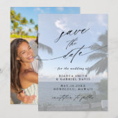 Palm Tree Beach Weddenfoto Save The Date (Voorkant / Achterkant)