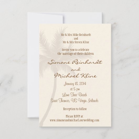 Palm Tree Beach Weddenschap Kaart (Voorkant)