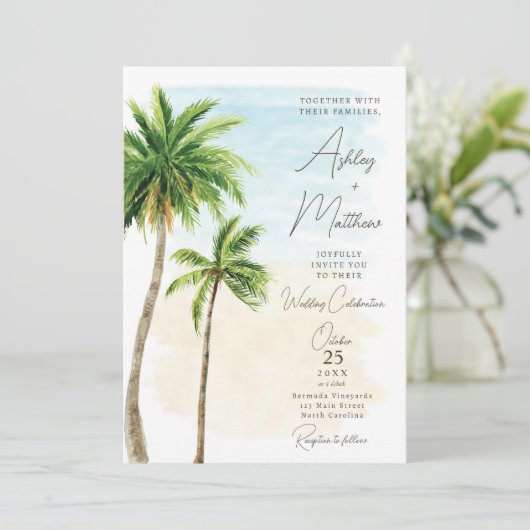 Palm Tree Beach Weddenschap Kaart (Staand voorkant)