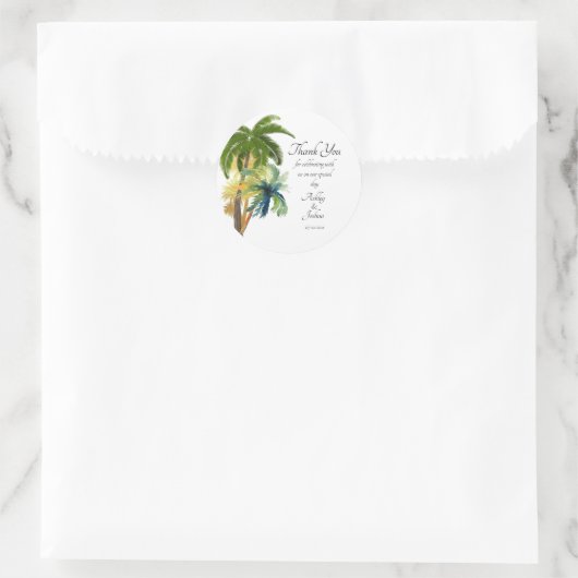 Palm Tree Beach Weddenschap Ronde Sticker (Tas)