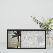 Palm Tree Beach Weddenschap Save the Date Photo Ca (Staand voorkant)