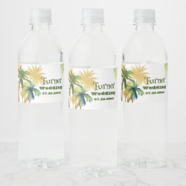 Palm Tree Beach Weddenschap Waterfles Etiket