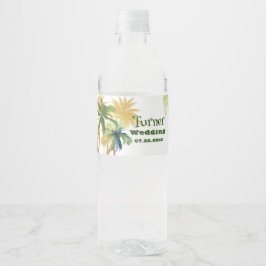 Palm Tree Beach Weddenschap Waterfles Etiket