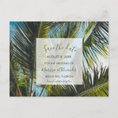 Palm Tree Beach Wedding Bewaar de datums Aankondigingskaart (Voorkant)