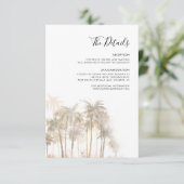Palm Tree Beach Wedding Details Informatiekaartje (Staand voorkant)