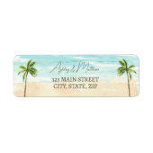 Palm Tree Beach Wedding Return Labels (Voorkant)
