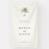 Palm Tree Beach Wedding Welcome Spandoek (Verticaal)