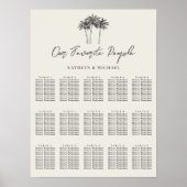Palm Tree Bestemming Bruiloft 15 Zitkaarten Poster (Voorkant)