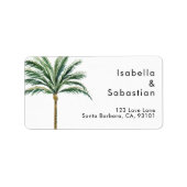 Palm Tree Bestemming Bruiloft Adres Label (Voorkant)