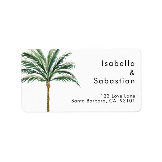 Palm Tree Bestemming Bruiloft Adres Label (Voorkant)