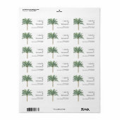 Palm Tree Bestemming Bruiloft Adres Label (Full Sheet)
