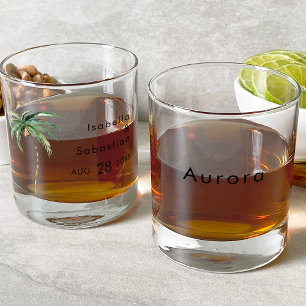 Palm Tree Bestemming Bruiloft Bruids Feest Whisky Glas