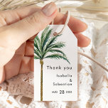 Palm Tree Bestemming Bruiloft Dank u Cadeau Label Cadeaulabel<br><div class="desc">Deze palmboombestemming bruiloft dank u geschenk label ontwerp beschikt over tropische waterverf palmbomen op een heldere witte achtergrond die de dromerige sfeer van een bestemmingsbruiloft oproepen. dit ontwerp straalt de romance van zandoevers en zwaaiende palmen, ideaal voor koppels die op zoek zijn naar een echt onvergetelijk feest. Voor gepersonaliseerde coördinatie...</div>