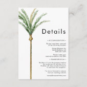 Palm Tree bestemming bruiloft details Informatiekaartje (Voorkant)