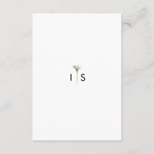 Palm Tree bestemming bruiloft details Informatiekaartje (Achterkant)