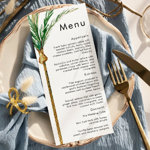 Palm Tree Bestemming Bruiloft Flat Menu